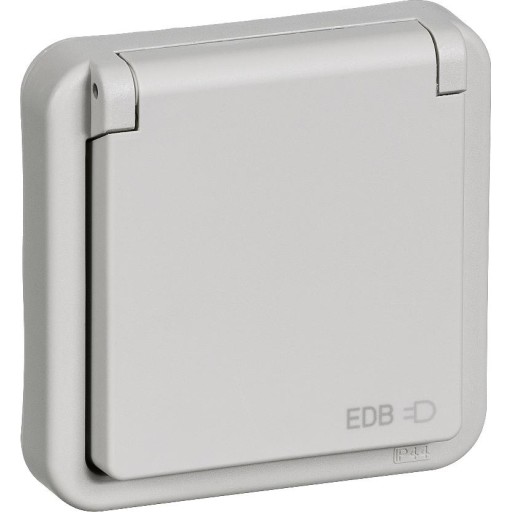 OPUS 74, EDB stikkontakt med jord, 1 modul, lysegr - Lauritz Knudsen