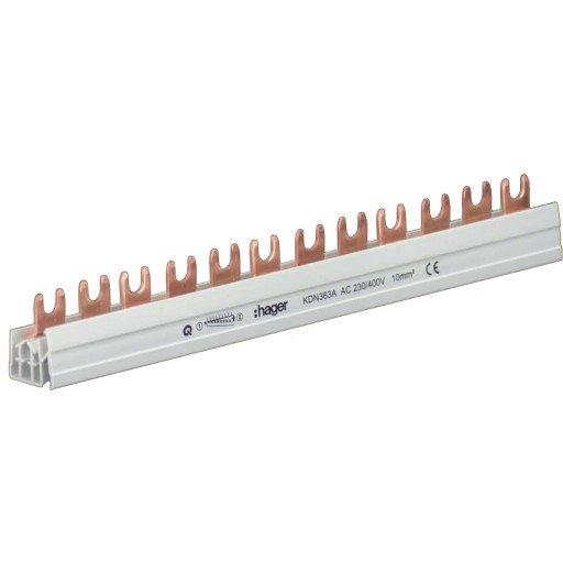 Hager Faseskinne, 4-Pol, 12 modul, 10 mm² billede