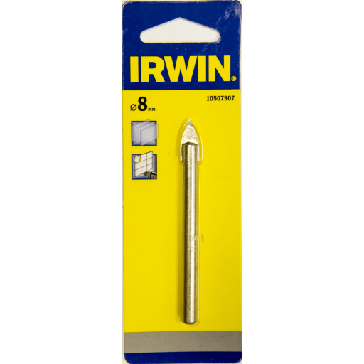 IRWIN 10507907, Boremaskine, Spade borehoved, 8 mm, Glas, Rustfrit stål, SDS-plus skaft