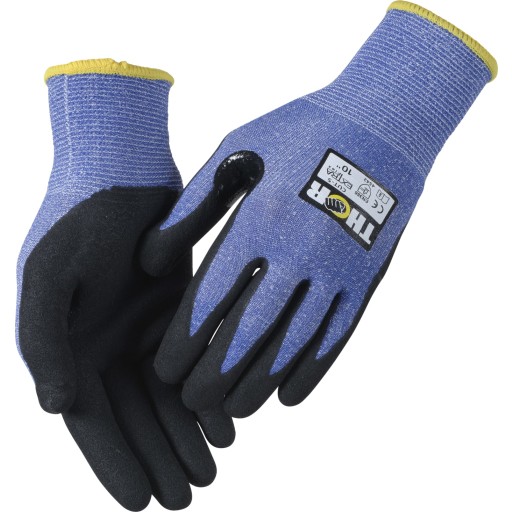 Skærehæmmende arbejdshandske, THOR Cut C, 10, blå, nitril - (12 stk.)