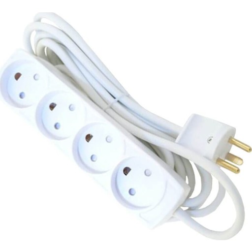 4-way Danish Power Strip 5m With Earth, without ON/OFF