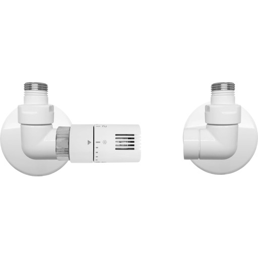 Kriss Corner Rum ventilsæt vinkelløbende m/Rumtermostat i venstre side, Hvid billede