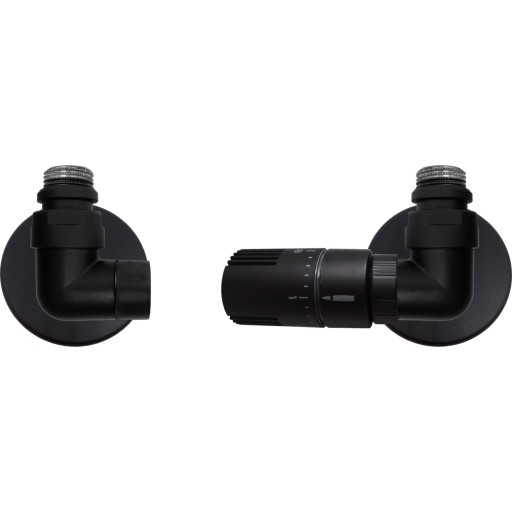 Kriss Corner Rum vinkelløbende ventilsæt med rumtermostat i mat sort - højre billede