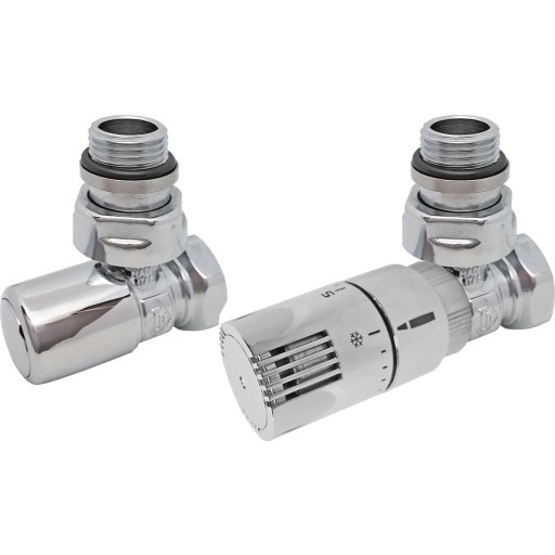 Kriss Skandi First Rum 1/2" ventilsæt, m/rumtermostat, vinkelløbende, krom billede