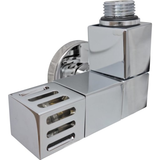 Kriss 4-K2 Rum ventilsæt vinkelløbende m/Rumtermostat, Krom billede