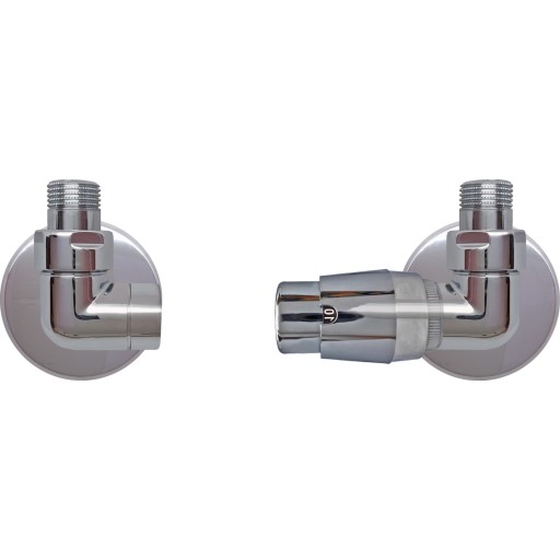 Kriss Corner RTL Ventilsæt m/Returtermostat i højre side, Krom billede