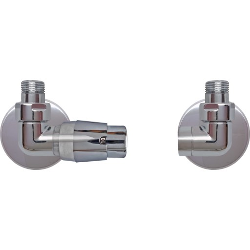 Kriss corner ventilsæt 1/2´´ vinkelløbende returventil, med fremløb i højre side. Krom.