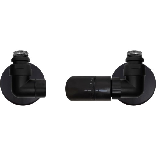 Kriss Corner Rum Plus ventil 1/2'' vinkelløbende med rumtermostat højre, matsort billede