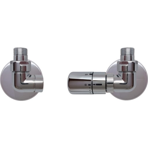 Kriss Corner Rum Plus ventilsæt vinkelløbende m/rumtermostat i højre side, krom billede