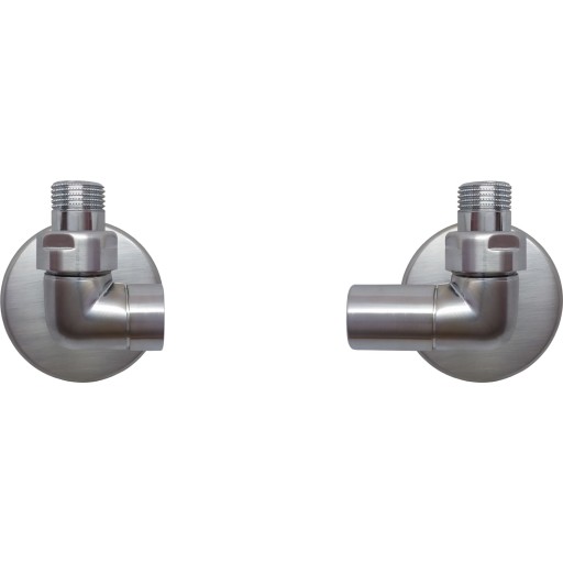 Kriss Corner ventilsæt, vinkelløbende med 1/2´´ tilslutningsrør & rosetter. Børstet