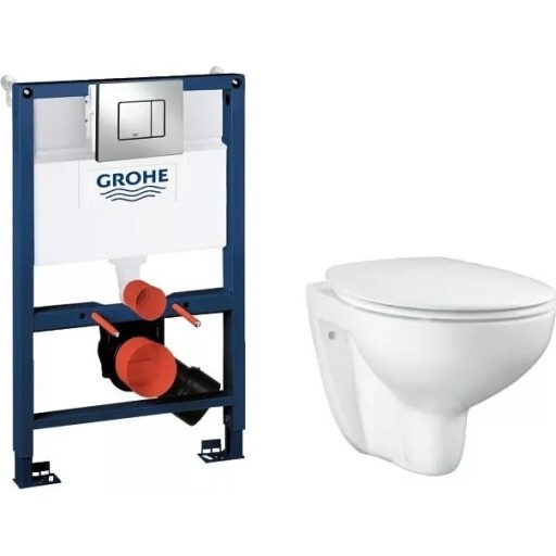 Grohe Bau væghængt toiletpakke, uden skyllekant, hvid/krom