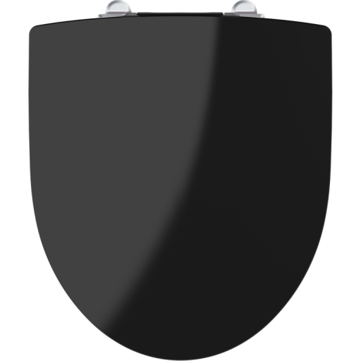 Ifö Spira hårdt toiletsæde med soft close quick release og faste beslag. Sort med krom beslag