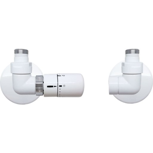 Kriss Corner Rum Plus ventil 1/2'' vinkelløbende med rumtermostat ventre, hvid billede