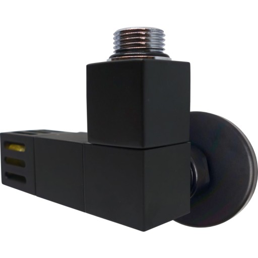 Kriss 4-K2 Rum vinkelløbende ventilsæt med rumtermostat i mat sort billede