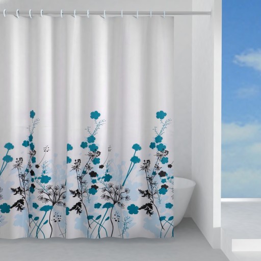 Gedy Badeforhæng blå blomst 180x200 cm