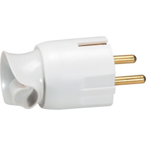 Legrand schuko stikprop med roterende hoved og jord i hvid billede