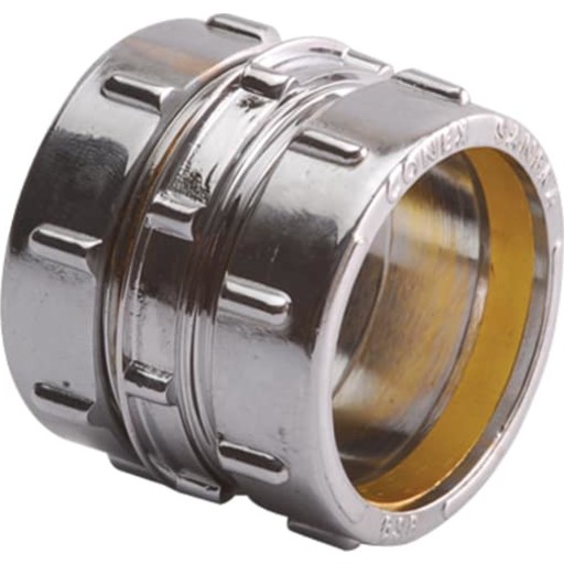 10 stk Kompressions-samlemuffe, krom, 15 x 12 mm billede