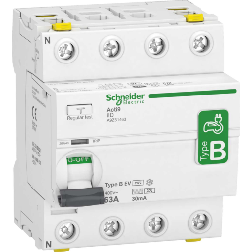 Billede af RCCB HPFI afbryder 4P, 63A, 30mA, B EV, AC/DC