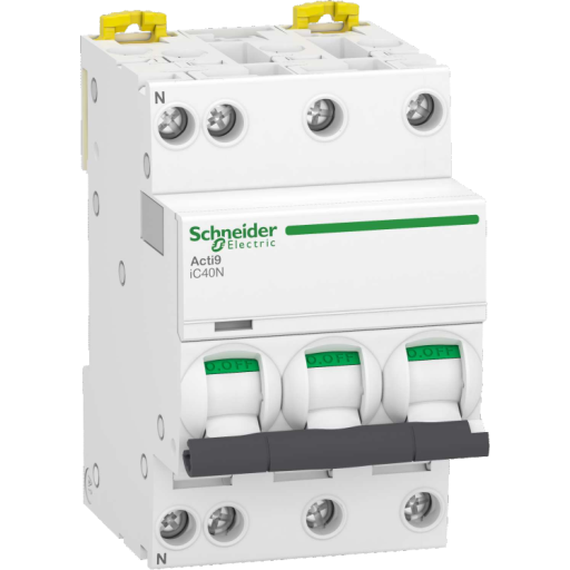 Schneider Electric Acti9 ic40n automatsikring 3p + n, 10a, c-karakteristik