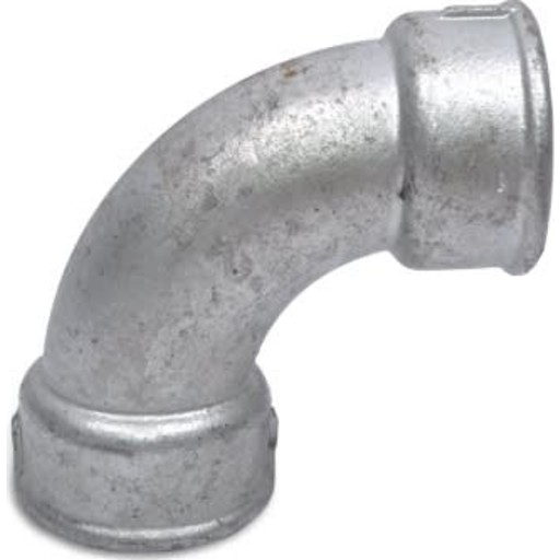 Georg-Fischer Bøjning 90° galvaniseret kort muffe/muffe 1/2