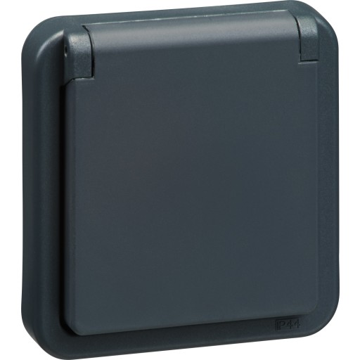 OPUS 74 stikkontakt 250V 2-polet med DK-jord IP44, Antracitgrå, AAK521M8511