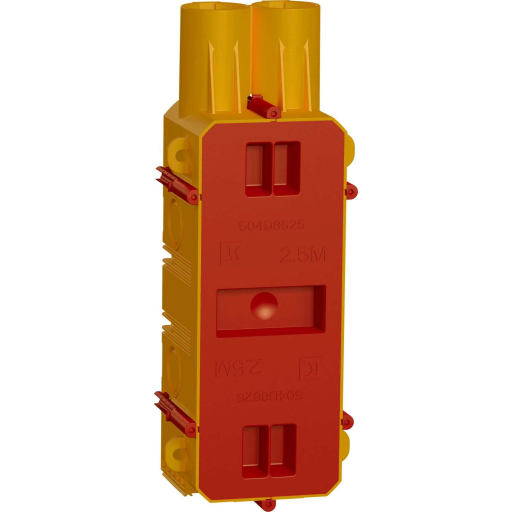 LAURITZ KNUDSEN FUGA Prefab indstøbningsdåse 2,5 modul med låg, gul.