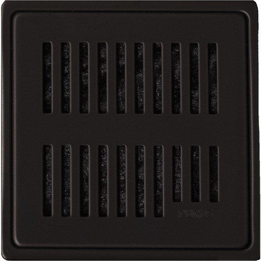 PURUS RIB ramme og rist 150x150mm, uden hul. Til klinkegulv. Sort, PVD behandlet. Rustfrit stål
