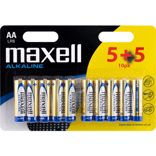 Maxell AA Alkaline Batterier - 10 stk. Hus &amp; hage > SmartHome &amp; elektronikk