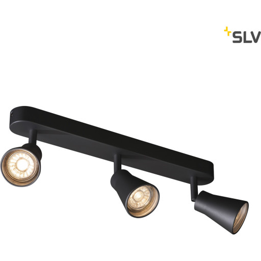 AVO taklampa med 3 spots, QPAR51, max. 50W, svart