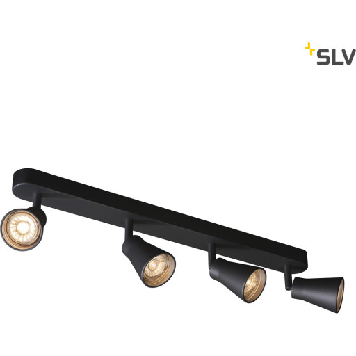 AVO taklampa med 4 spots, QPAR51, max. 50W, svart