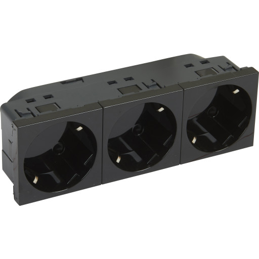 10 stk Mosaikk trippel schuko 6 moduler svart