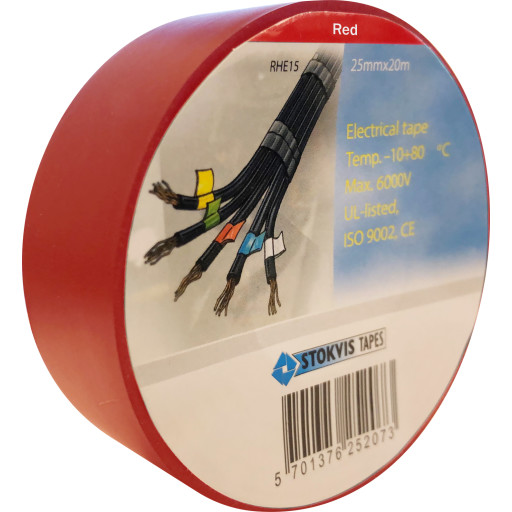 PVC tape 25 mm x 20 m, rød Backuptype - Værktøj