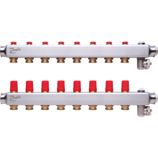 Danfoss SSM 1" gulvvarme fordelerør, 8 kredse billede
