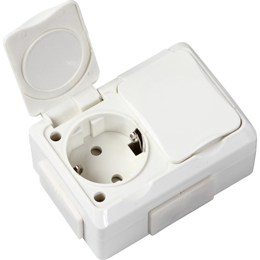 Udvendig dobbelt schuko udtag ip44