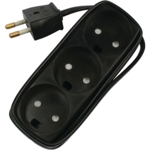 Stikdåse sort - T11 3R - u/jord - m/blindhul - 1,5m - Børnesikret