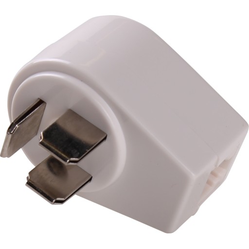 Telefon hermafroditstik (DK 3P han/hun) m. RJ11 (6P2C) afgang - Hvid