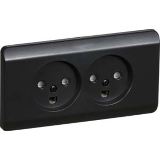 OPUS 66, Dobbelt stikkontakt med jord og integreret ramme, 2 modul, koksgr - Lauritz Knudsen