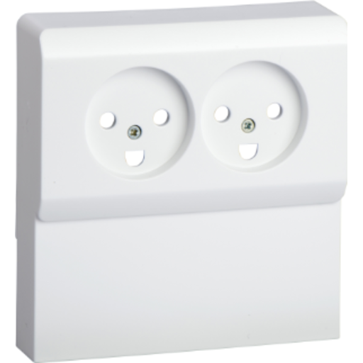 OPUS 66, Afdkning til dobbel stikkontakt med jord og indbygget i panelunderlag, 1x2 modul, hvid - Lauritz Knudsen