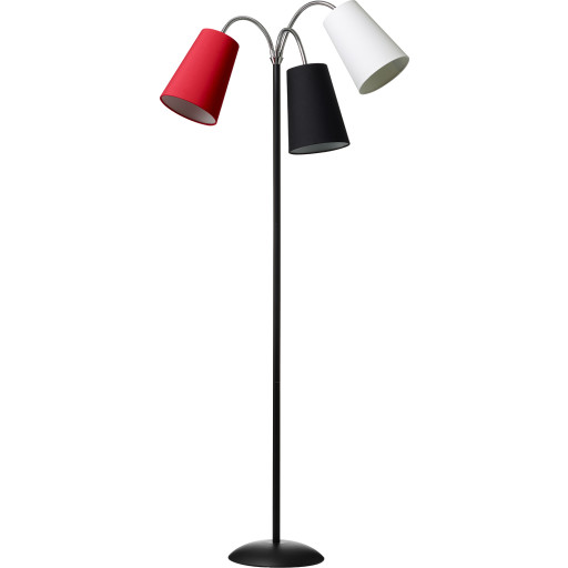 Nielsen Light Salsa gulvlampe, sort med rød, sort & hvid skærm