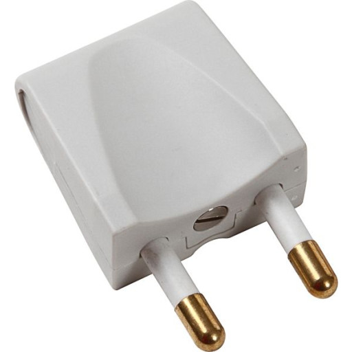 LK - Stikprop, flad lige, u/jord, 16A, hvid