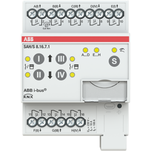 KNX SAH/S8.16.7.1 Bryter/persienneaktuator, man. drift, 16A AC1