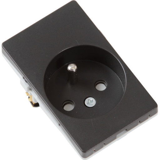 Stikkontakt 1,5 modul med pindjord, koksgrå