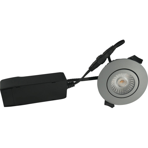 Downlight Low Profile ECO LED 6W 420 lumen, 2700K, rund, grå Backuptype - El