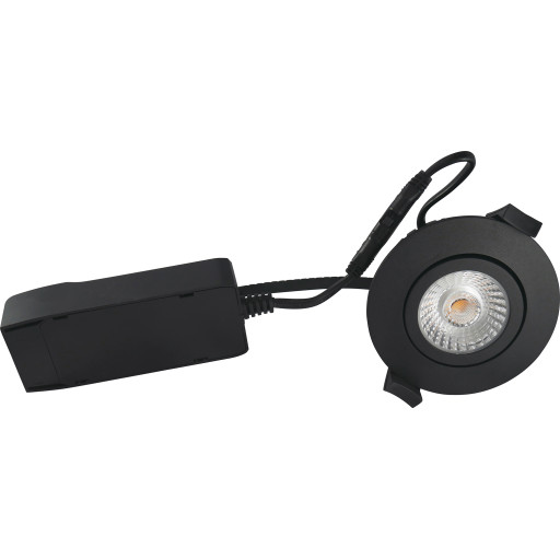 Downlight Low Profile ECO LED 6W 420 lumen, 2700K, rund, matt svart Backuptype - El