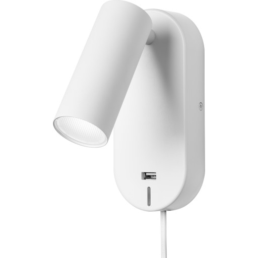 Nielsen Light Ego vegglampe med USB uttak, 4,5W, LED, hvit Lamper &amp; el > Lamper &amp; spotter