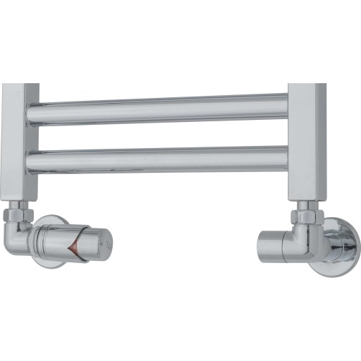 TVS ventilsæt m/returtermostat i venstre side, vinkelløbende, krom billede