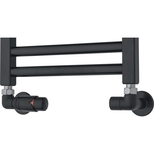 TVS ventilsæt m/returtermostat i venstre side, vinkelløbende, sort billede