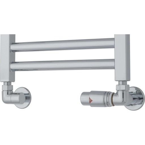 Ventilsæt m/returtermostat i højre side, vinkelløbende, krom billede