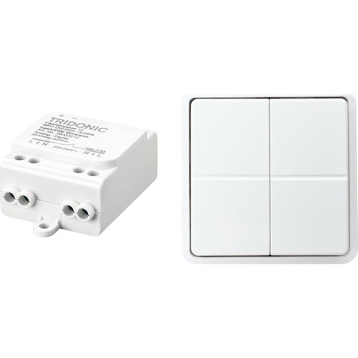 BasicDim Wireless + WS2-215B, Dali-mottaker og en sammenkoblet 4-knapp Backuptype - El