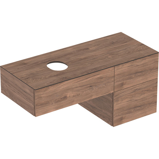 Geberit Variform vaskeskab 1200x510x550mm med 3 skuffer, Nøddetræ hickory